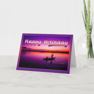 Sunset Fishing Birthday Greeting Card