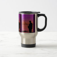 Sunset Fishing Digital Art Travel Mug