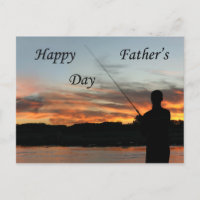 Sunset fishing Father's Day postcard