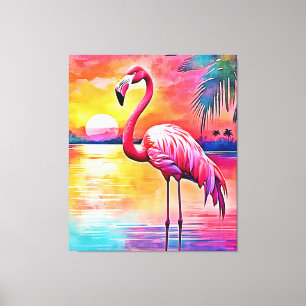 Sunset Flamingo Art Design Canvas Print