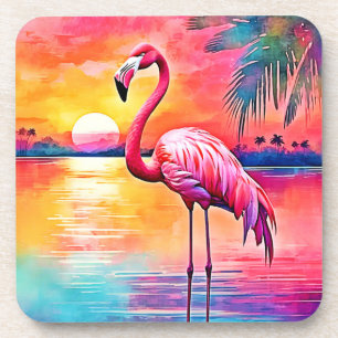 Sunset Flamingo Art Design Coaster