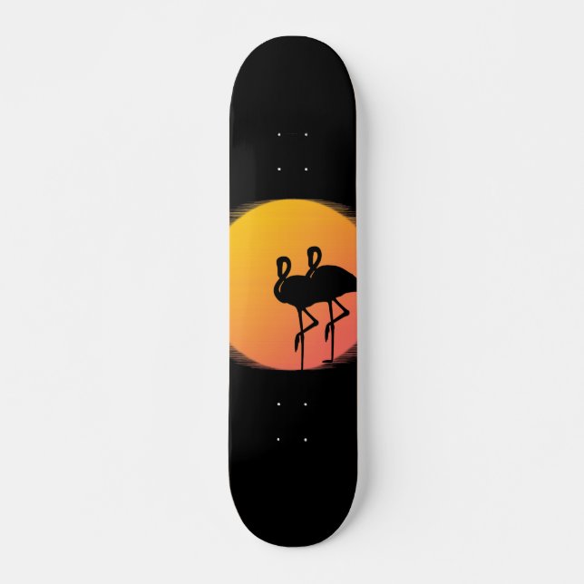 Sunset Flamingo Tranquillity Skateboard (Front)