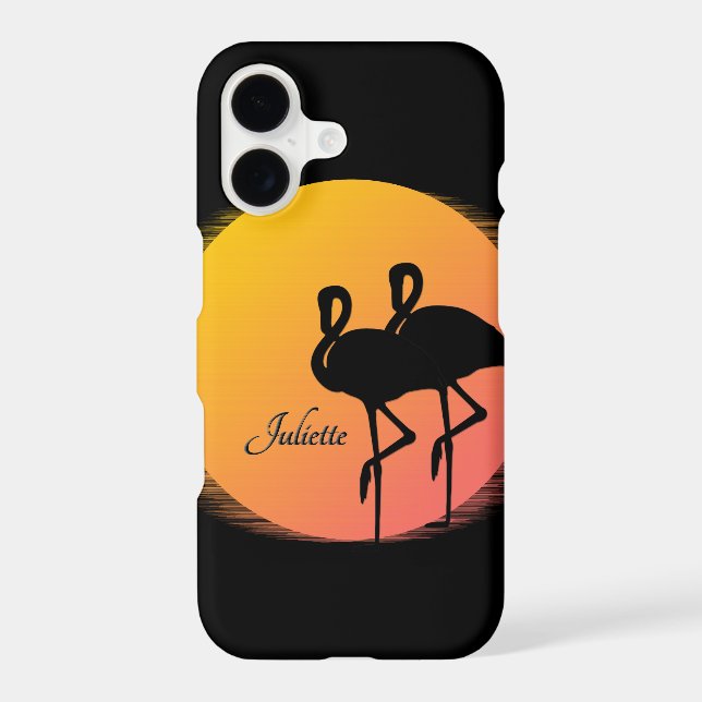 Sunset Flamingos Personal with Name (Back)
