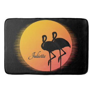 Sunset Flamingos Personal with Name Bath Mat