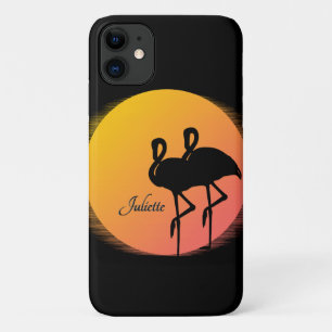 Sunset Flamingos Personal with Name Case-Mate iPhone Case