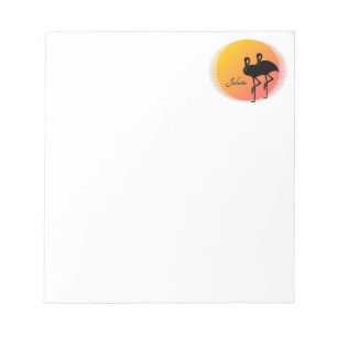Sunset Flamingos Personal with Name Notepad