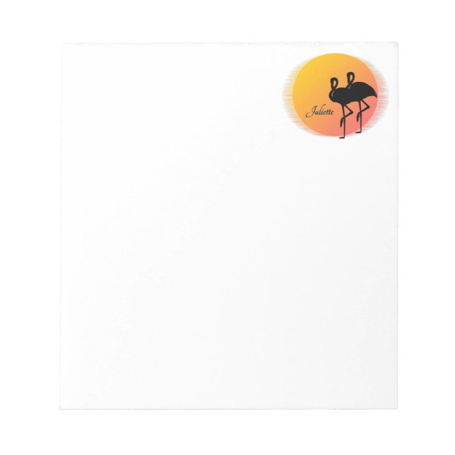 Sunset Flamingos Personal with Name Notepad (Front)