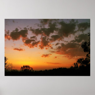 Sunset Floating Clouds Poster