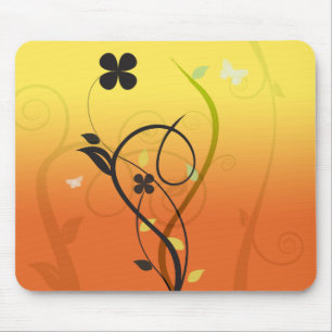 Sunset Floral Illustration Mouse Pad