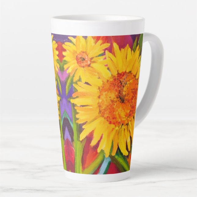 Sunset Flowers Latte Mug (Right Angle)