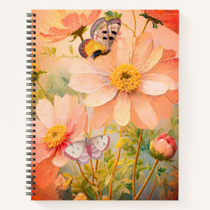 Sunset Flowers with Butterflies Notebook