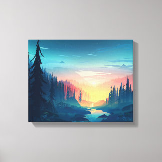 Sunset Forest Premium Wrapped Canvas (Gloss)