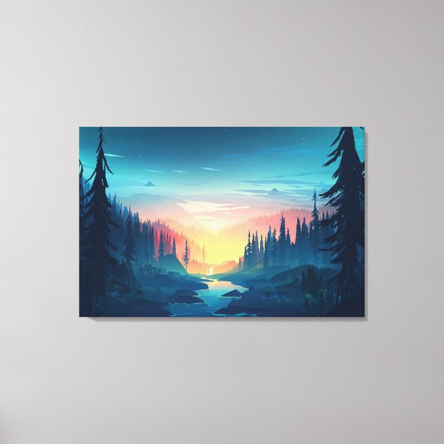 Sunset Forest Premium Wrapped Canvas (Gloss) (Front)