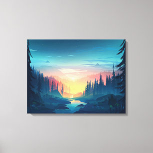 Sunset Forest Premium Wrapped Canvas (Gloss)