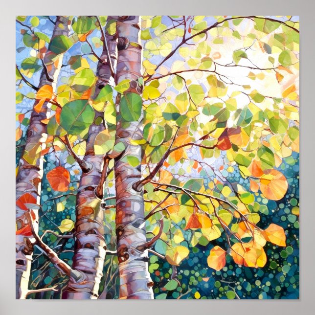 Sunset Forest Watercolor Painting Poster (Front)