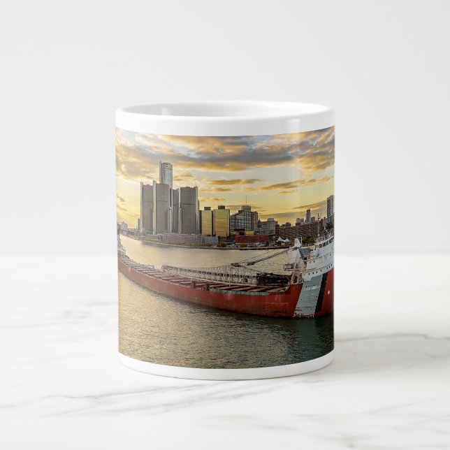 Sunset Freighter Large Coffee Mug (Front)