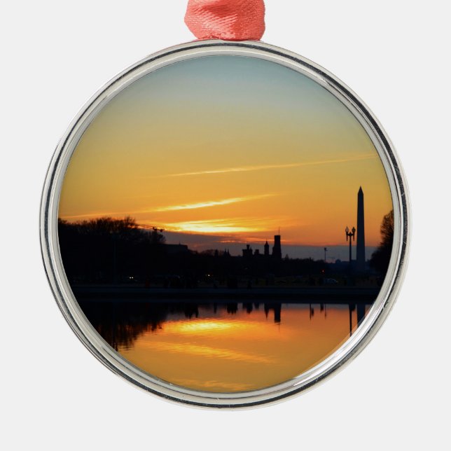 Sunset from Capitol Hill. Metal Tree Decoration (Front)