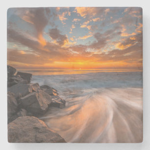Sunset from Tamarach Beach Stone Coaster