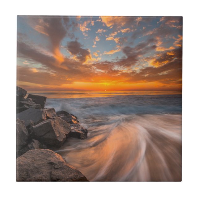 Sunset from Tamarach Beach Tile (Front)