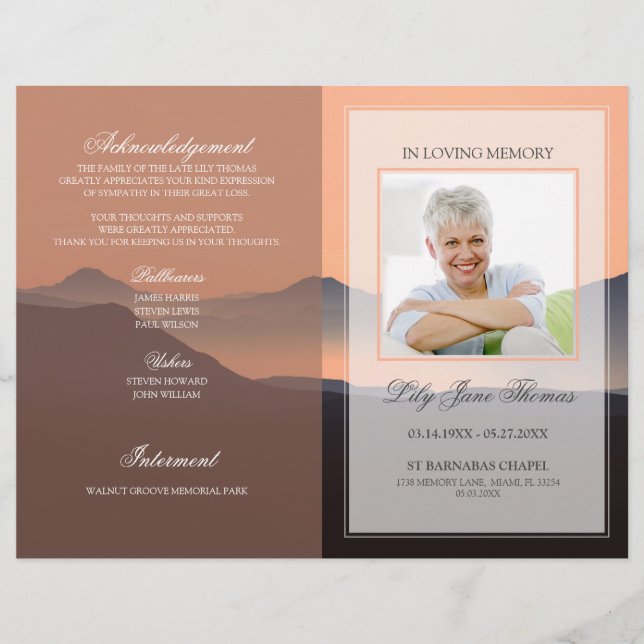 Sunset Funeral Program | In Loving Memory Flyer (Front)