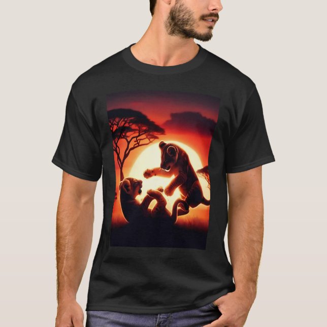 Sunset Games: Two Lion Cubs  T-Shirt (Front)