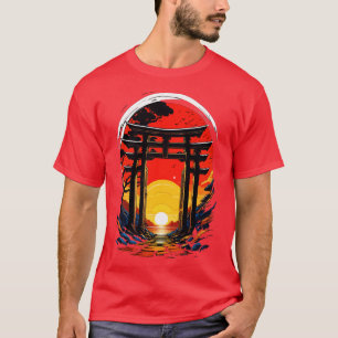 Sunset Gate Japanese Torii Art T-Shirt