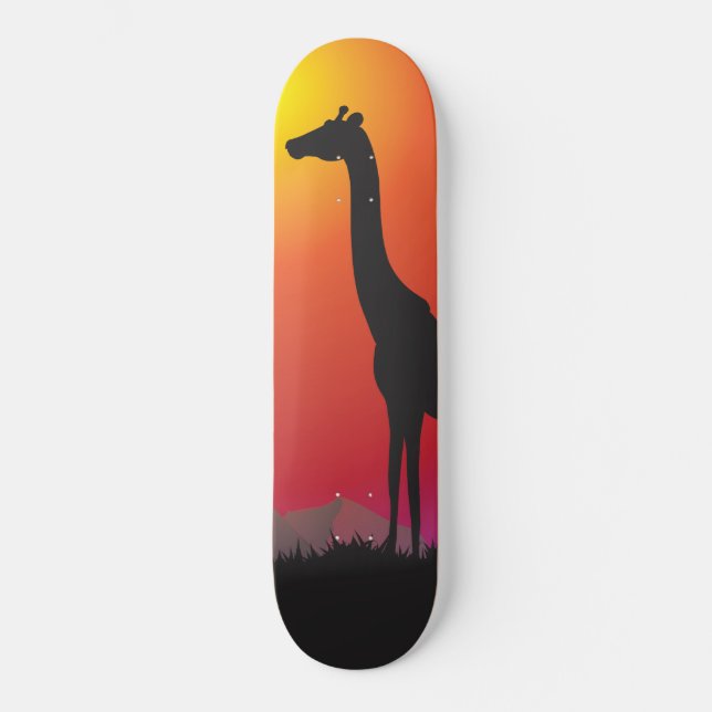 Sunset Giraffe Themed Skateboard (Front)