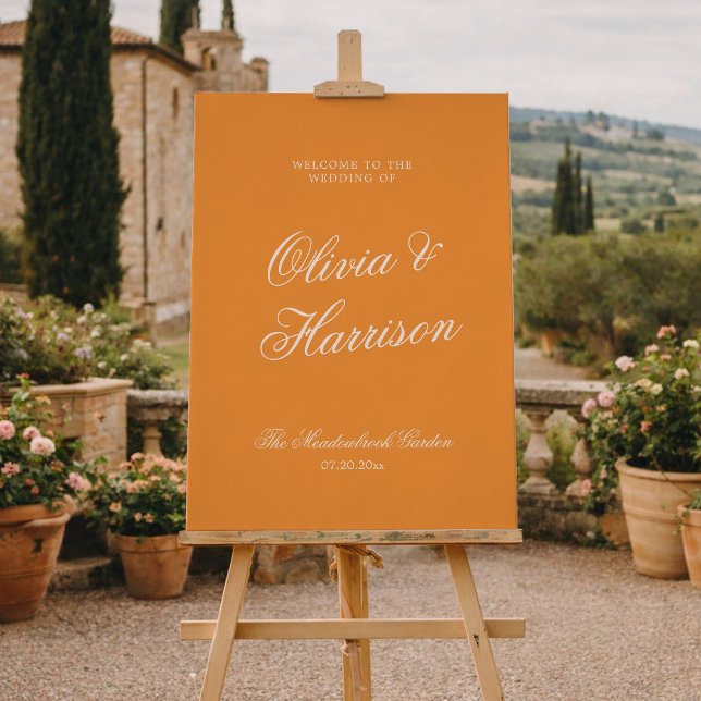 Sunset Glow Orange Minimal Elegant Wedding Welcome Poster (Creator Uploaded)