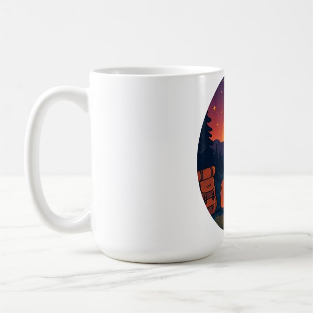 Sunset Glow: Romantic Camping Campfire Mug (Left)
