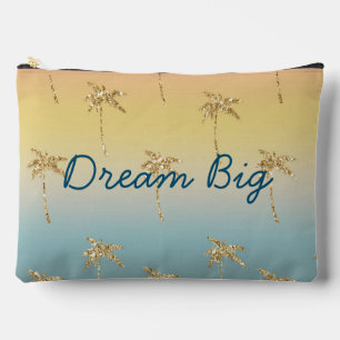 Sunset Gold Glitter Palm Trees Accessory Pouch