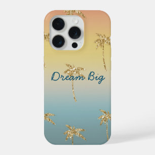 Sunset Gold Glitter Palm Trees iPhone 15 Pro Case