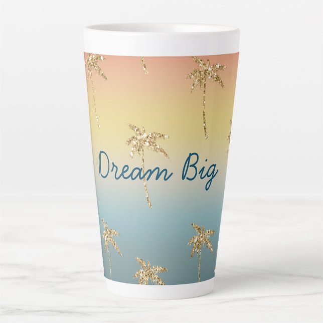 Sunset Gold Glitter Palm Trees Latte Mug (Front)