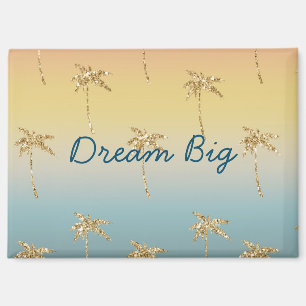 Sunset Gold Glitter Palm Trees Magnet
