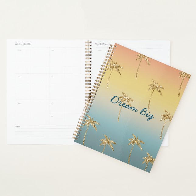 Sunset Gold Glitter Palm Trees Planner (Display)