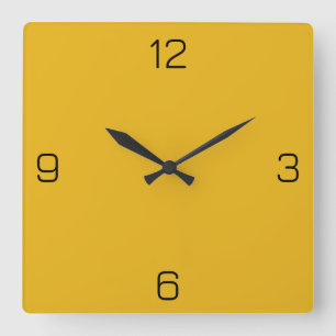Sunset Gold Yellow E8B319 Colour Add a Name Option Square Wall Clock