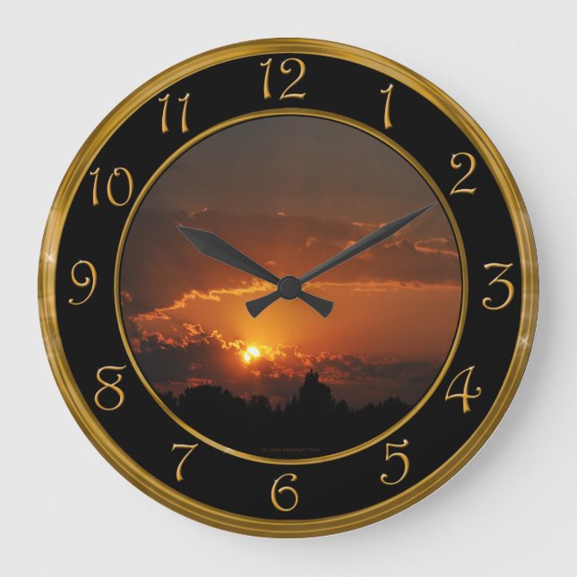Sunset Golden Rays Large Clock (Front)