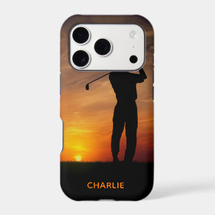 Sunset Golfer custom name phone cases