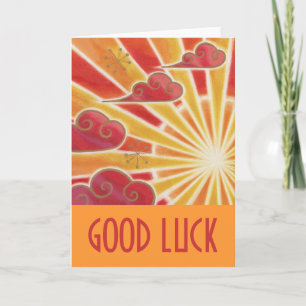Sunset 'Good Luck' card orange