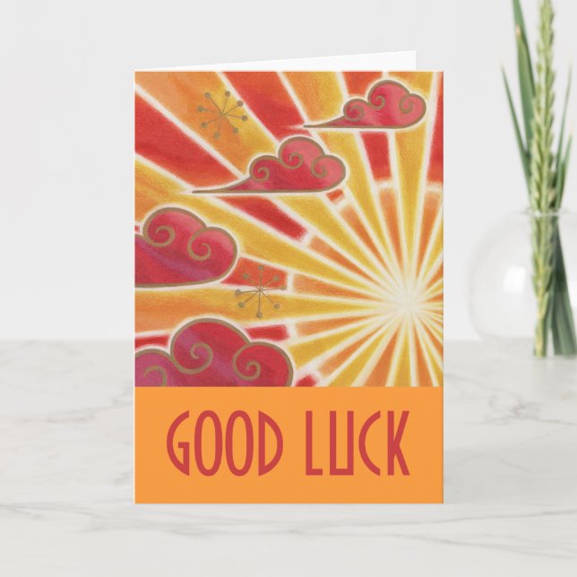 Sunset 'Good Luck' card orange (Front)