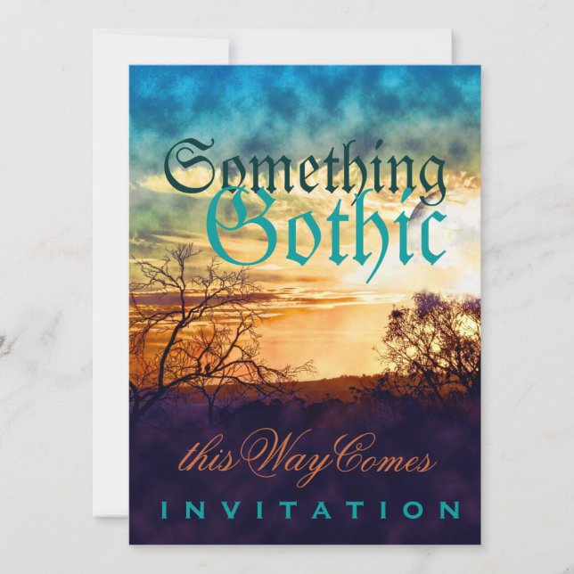 Sunset Gothic Mood Wedding Reception Invitations (Front)