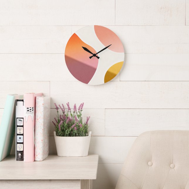 Sunset Gradient Geometric Abstractions Large Clock (Reading Room)