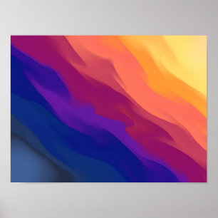 Sunset Gradient Layered Waves Abstract Poster