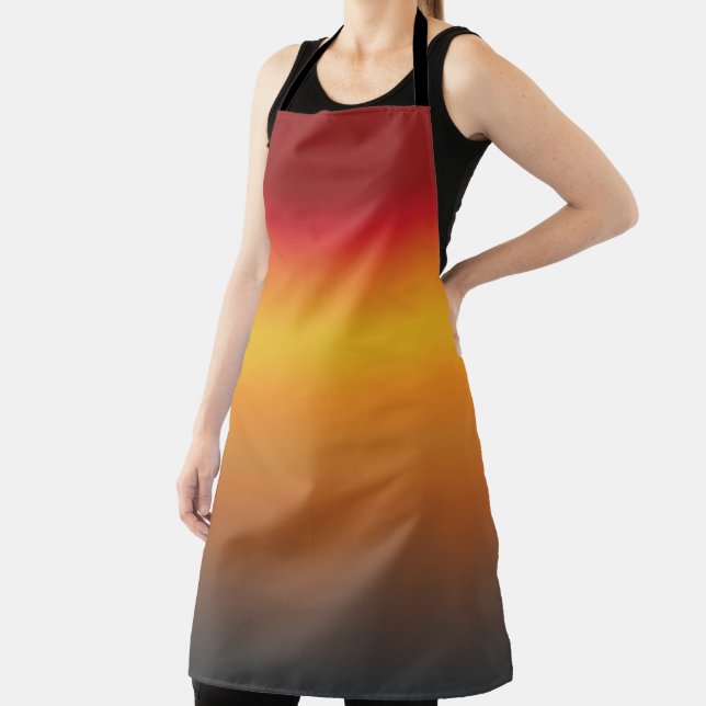 Sunset Gradient Vibrant Red Orange Yellow Ombre  Apron (Insitu)