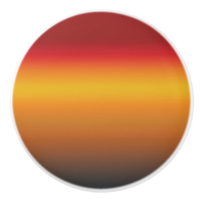 Sunset Gradient Vibrant Red Orange Yellow Ombre Ceramic Knob (Front)