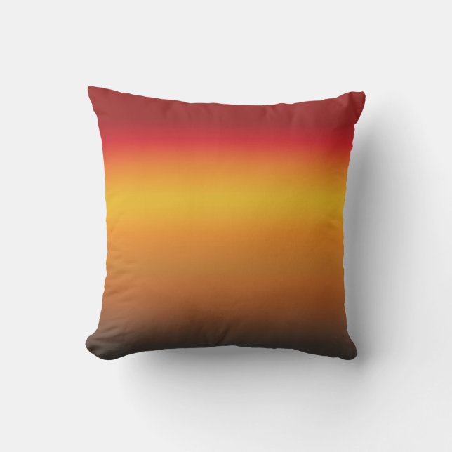 Sunset Gradient Vibrant Red Orange Yellow Ombre Cushion (Front)