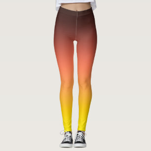 Sunset Gradient Yellow Orange Ombre Athletic Yoga Leggings