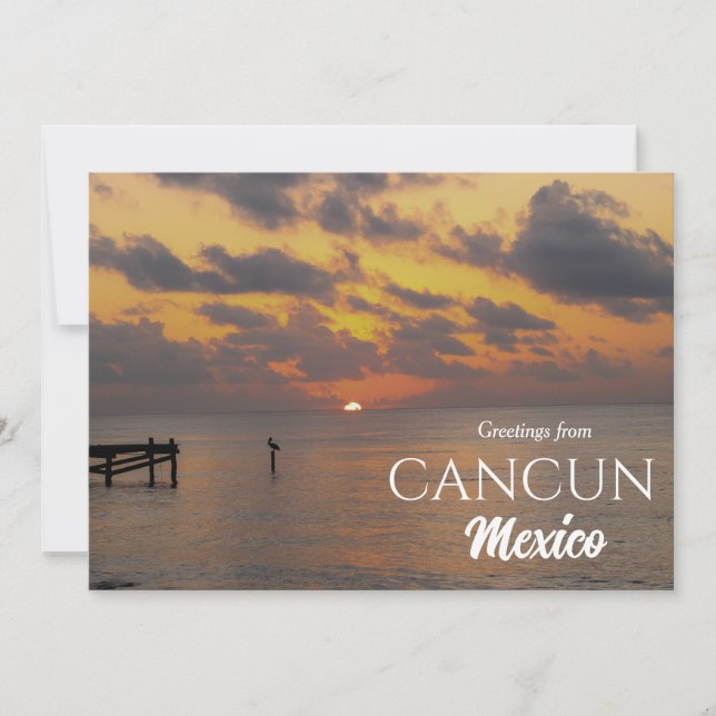 Sunset Greetings from Cancun Mexico Postcard (Front)
