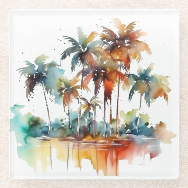 Sunset Grove Glass Coaster (Front)