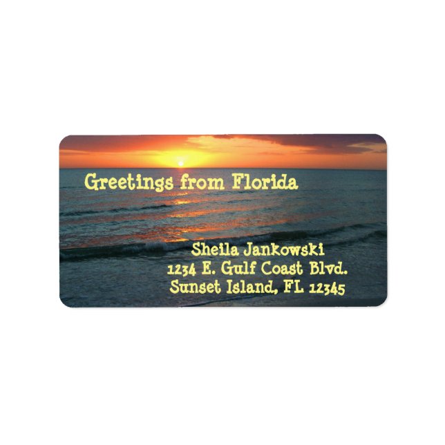Sunset / Gulf Coast / Calm Water / Orange & Yellow Label (Front)
