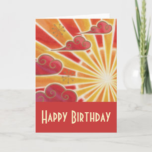 Sunset 'Happy Birthday' card red